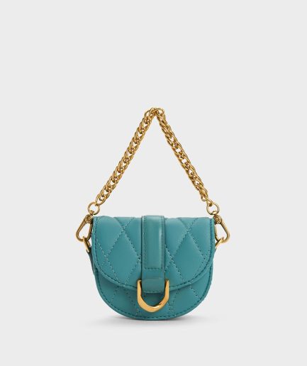 Front Flap Chain Handle Crossbody Bag - Light Pink