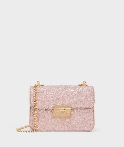Front Flap Chain Handle Crossbody Bag - Navy